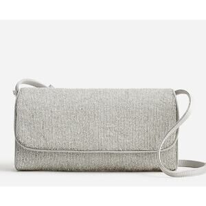 J.Crew FLORENCE Convertible Clutch with Beads Evening Bag in Beaded Silver NWT